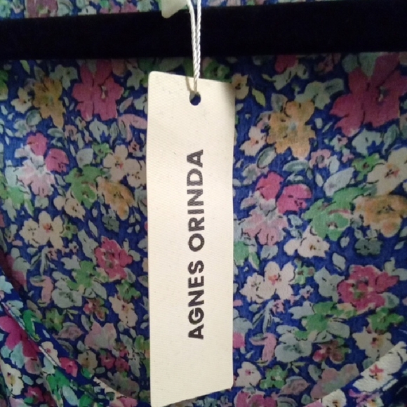 Womans 4X Agnes Orinda Pink and Purple Floral Blouse with Flutter Sleeves - Picture 3 of 5